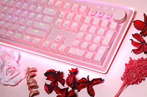 I-Rocks K71M Rgb Mechanical Gaming Keyboard With Media Control Knob, Gateron Switches (Brown), 104 Keys W/Full Nkro, Pbt Keycaps, Multimedia Hotkeys, Detachable Usb-C Cable And Onboard Storage, Pink #TOP7