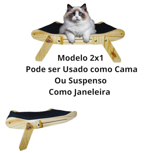 Janeleira Prateleira Janela 2x1 Cama Descanso Para Gatos