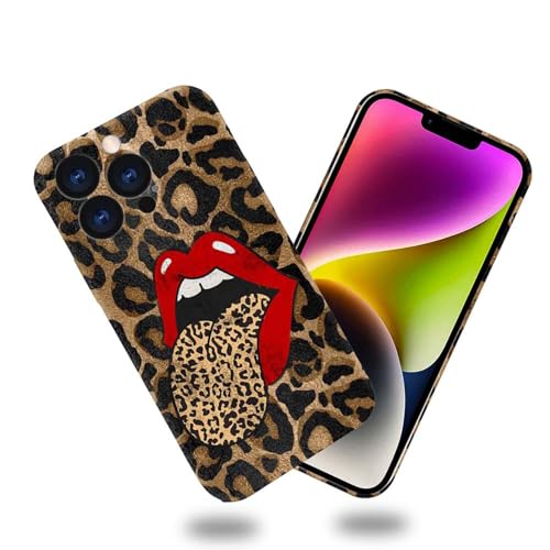 Coque iPhone 14 Pro Max Léopard Lèvres Vintage en silicone souple et fin SEized