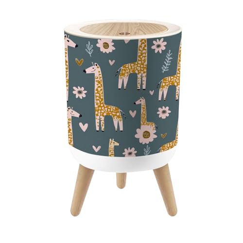 Caneca de basura pequeña con tapa y diseño de jirafa miniatura 1