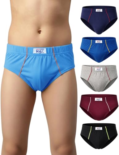 Image of Lux Cozi Boy's Super Combed Cotton Inner Elastic Solid Brief with Ultra Soft Waistband | Brief for Kids | Pack of 6