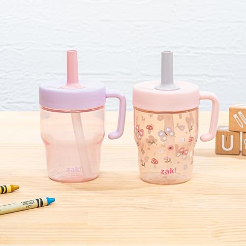 Image of Zak Designs Springtime Capri 10oz Leak-Proof Toddler Straw Cups, 2-Pack