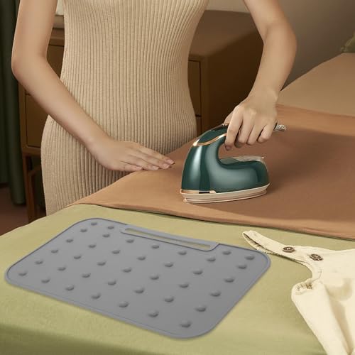 IDEANATEGRATE Iron Rest Pad: Portable Heat Resistant Silicone Ironing Pad with Hanging Hole - Reusable Board Rest Mat for Home Laundry Room and Travel