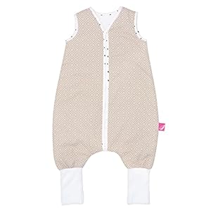 Motherhood Babyslaapzak van katoen met benen gevoerd door Motherhood – knuffelige babyslaapzak Öko Tex Standard TOG 2, maat: 1,5-2,5 jaar, vierkante abrikoos