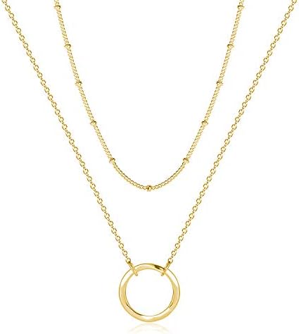 Fettero Pendant Necklace Gold Choker Layered Coin Open Karma Circ...