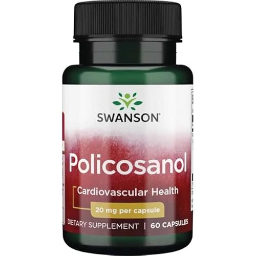 Swanson, Policosanol, 20mg, Extracto de Caña de Azúcar, Alta Dosis, 60 Cápsulas, Probado en Laboratorio, Sin Gluten, Sin Soja, No GMO Cover