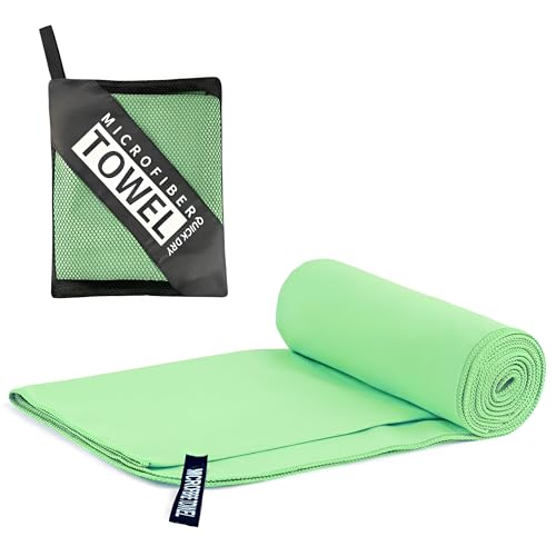 LushOrchidVale Microfibre Towel - Quick dry Lightweight Absorbent Travel Towel,Beach Towel Perfect for Sports Beach Gym Swimming,Cycling,Yoga, Camping,Hiking (Glass Green, 40x80cm)