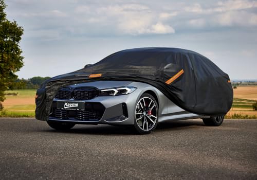 Image of Kayme 7 Layers Car Cover Custom Fit for BMW 3 Series 320i 325i 328i 330i 335i (2013-2025) Waterproof All Weather for Automobiles, Outdoor Full Cover Rain Sun UV Protection.Black