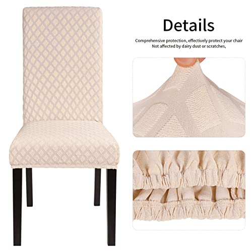 Searchi Dining Room Chair Covers Set Of 6, Stretch Jacquard Parsons Chair Slipcovers Super Fit Removable Washable Kitchen Chair Protector Cover For Dining Room, Hotel, Ceremony (Pure Beige) #TOP3