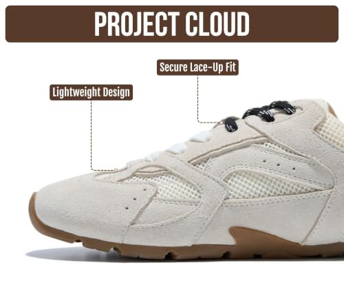Image of Project Cloud Leather Barefoot Shoes Women - Memory Foam Lace-Up Womens Sneakers - Lightweight & Non Slip Womens Shoes Casual - All-Day Women's Fashion Sneakers for 2026