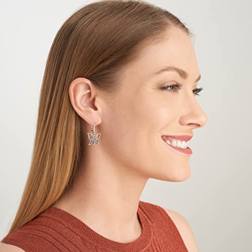 Sterling Silver Oxidized Celtic Knot Butterfly Leverback Dangle Earrings #TOP3