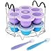 Pressure Cooker Accessories with Silicone Egg Bites Molds and Steamer Rack Trivet with Heat Resistant Handles for Instant Pot Accessories 6 Qt 8 Quart, 3 Pcs with 2 Bonus Spoons (Blue & Purple)