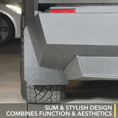 Image of TWRAPS Slim Mud Flaps for Tesla Cybertruck 2024-2026, Set of 4 - Rugged Style Front and Rear Splash Guards, No Drilling Easy Install Kit Included, Cyber Truck Protection Accessories
