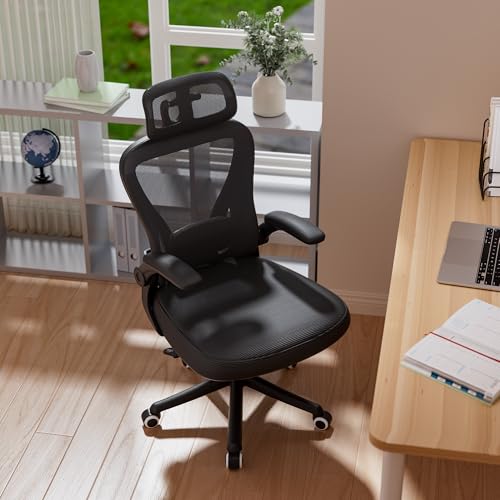 Ergonomic Office Chair M903, Computer Desk Chair with Wheels, High Back Mesh Office Chair with Adjustable Lumbar Support, Headrest, Flip-Up Armrests, Black - Image 5