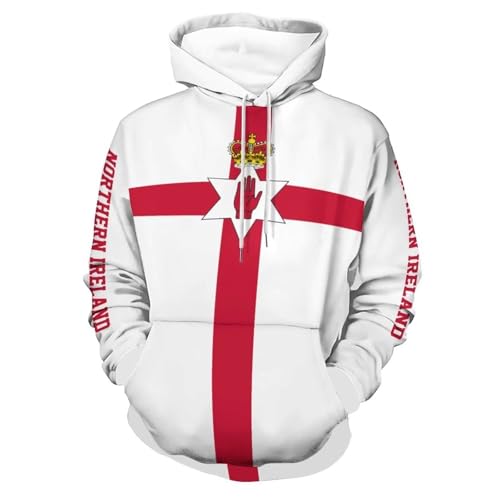 Sweat à capuche Irlande du Nord 3D pour les matchs et le quotidien des hommes