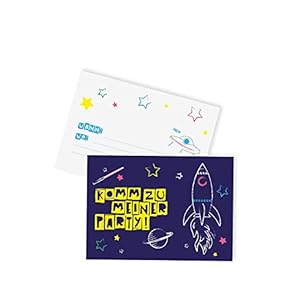 Lot de 12 cartes d’invitation « espace » pour anniversaire d’enfant, fête de chevaux, invitations, cartes de vœux…