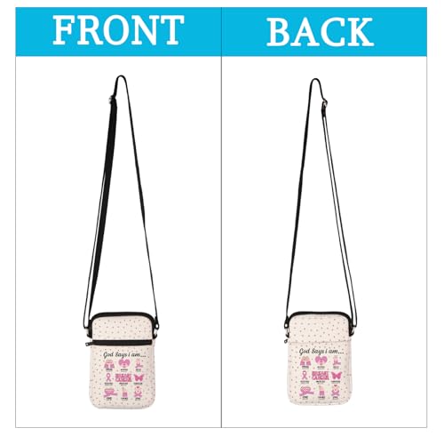 MEIKIUP Breast Cancer Gifts Breast Cancer Awareness Crossbody Bag Pink Ribbon Shoulder Bag God Say I Am Cancer Fighter3