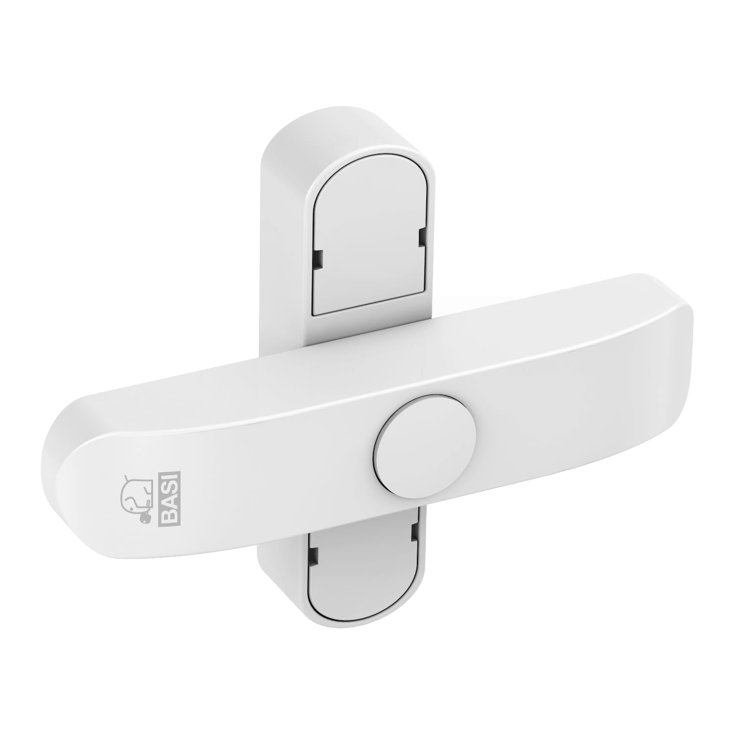 BASI Juego de 4 protectores para ventanas blanco y marrón, seguro adicional para ventanas de doble hoja, bloqueable con botón de presión, pestillo giratorio, protección antirrobo, 4 unidades