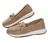 Loafers for Wome 2025，Orthopedic Platform with Chain,Round Retro Toe Comfortable Slip On Work Loafers, Low Top Round Toe Shoes,Comfortable Lightweight Slip on Shoes,Dressy Wide Width Platform