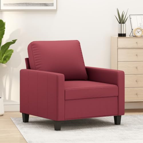 Tonture Armchair, Wine Red, 60 cm, Faux Leather, Robust Lounge Chair for Adults, Comfortable Recliner Chair with Metal Frame, Dirt-Repellent, Modern Living Room, Bedroom Design