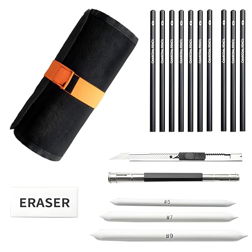Image of DaKos 27 Pieces Professional Sketching & Drawing Art Tool Kit - Drawing Pencil Set, Shading Pencil Set for Artists, Perfect Sketching Kit of Charcol Pencil with Rolling Pouch (MFP1229)