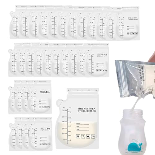 30PCS Breast Milk Storage Bag Non Spill Leak Proof Milk Storage Bags Breastfeeding Disposable Easy Pour Breast Milk Bags for Women to Keep Freezer Breast Milk Fresh and Store Other Babyfoods