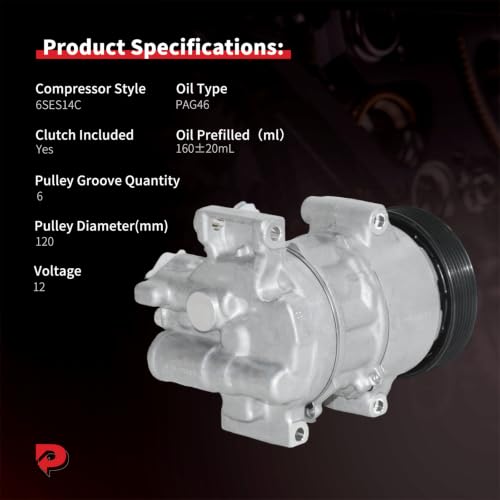 Image of PHOBOOS A /C Compressor with Clutch Compatible with Toyota Corolla 2014-2022 L4 1.8L, Corolla iM 2017-2018 L4 1.8L. Fast Cooling, Low Noise, Easy Installation, Ref. CO-29198C, 198339