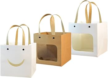 Amazon | ギフト紙袋 15×15cm 笑顔 ギフトバッグ 手提げ袋 四角