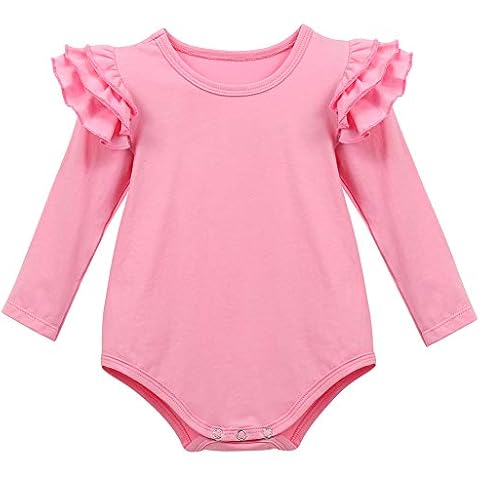 Arbag Baby Girl Long Sleeve Rompers Cotton Cute Baby Girl Clothes (Pink, 6-9 Months) Cover
