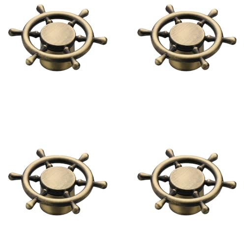 Image of Ship Wheel Design Knob for Drawer /Door Knob /Drawer Knobs /Decorative Knobs and Pulls /Zinc Alloy (Antique Finish) Pack of 4-| 3 Years Warranty |