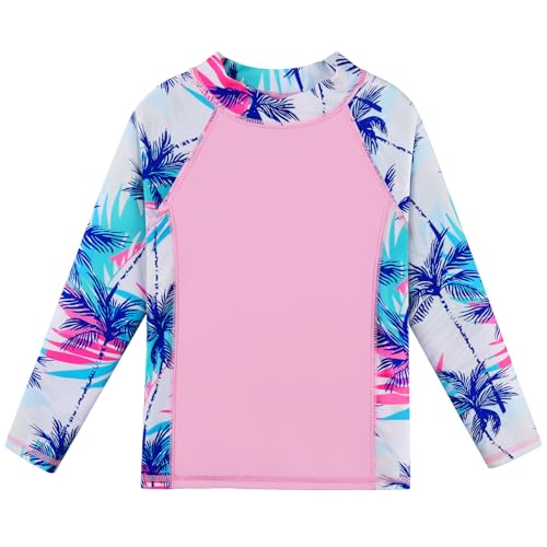 Image of BAOHULU Girls Rash Guard Swimsuit 2 Pieces Long Sleeve Bathing Suit UPF 50+ Quick Dry Beach Swimwear Size 3-14 Years