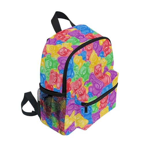 JUNZAN Colorful Sweet Jelly Bears Gummy Candies Mini Backpack for Boys Girls Toddler Kid Preschool Bookbag Student Bag Nursury Daypack4