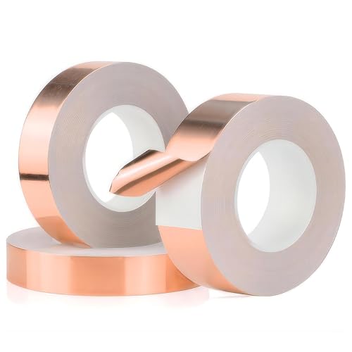 Qrity 1 Piezas Cinta de Cobre Autoadhesiva, 30mm x 20m Cinta de Lámina de Cobre Conductora, para Blindaje EMI, Reparaciones Eléctricas