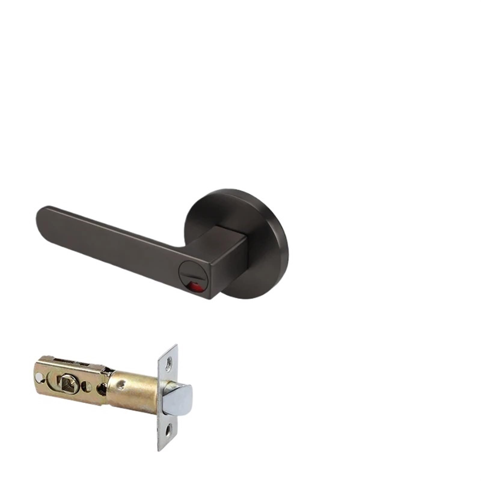 Yshiuol Gray-Keyless Door Handles Bathroom Red And Green Indicator Lock Indoor Door With Key Handle Silent Household Single Tongue For Home And Office(Gray-Keyless)