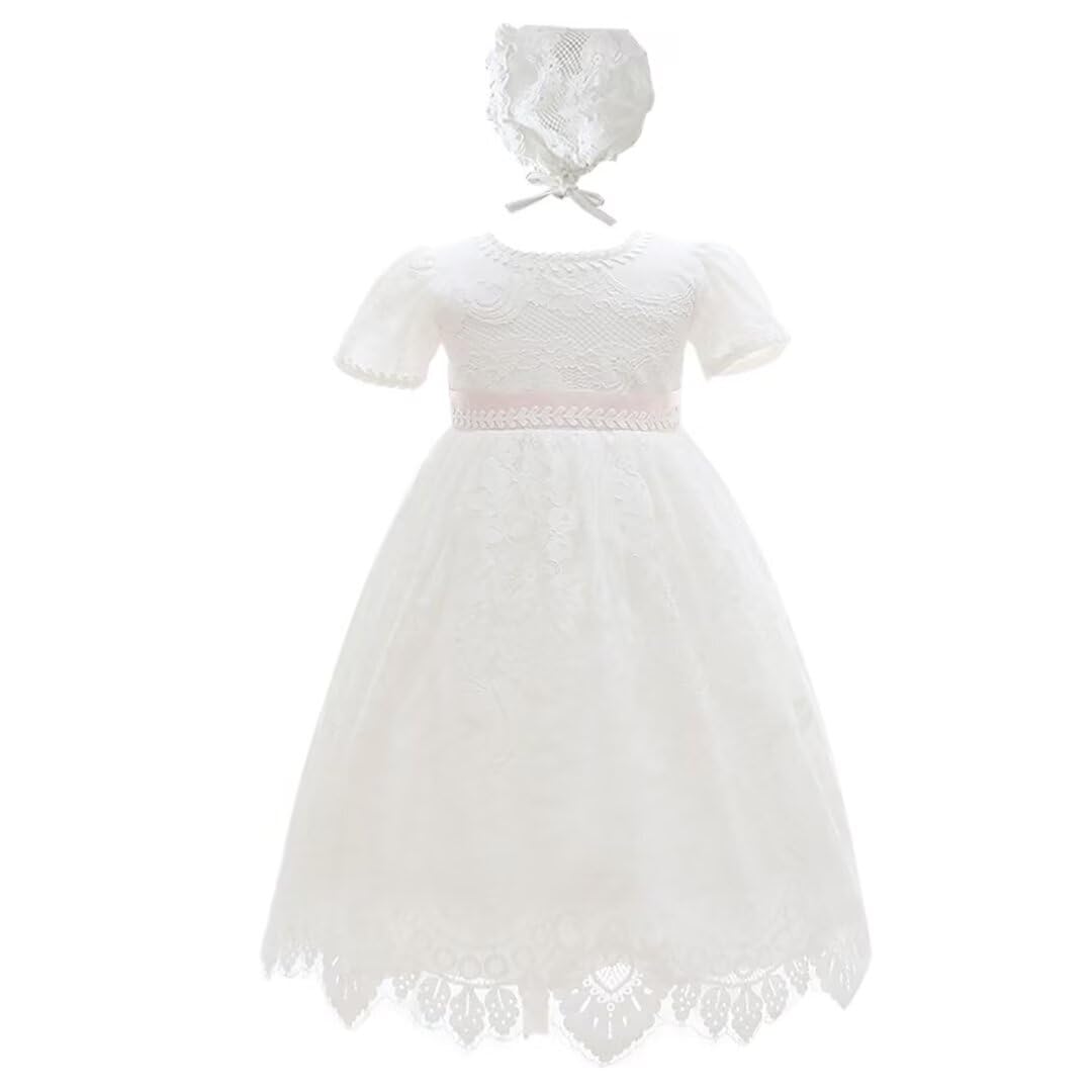 Baby Long Christening Gowns White Baptism Dress Special Occasion Dresses for Girls Birthday