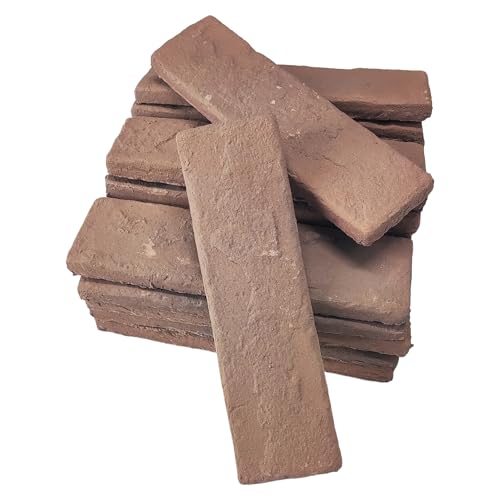 Jusmioke 20 Pcs Brown Thin Wall Brick Veneers 2.4in x 7.9in for Kitchen Backsplash Fireplace Living Room Interior and Exterior Wall Decoration (3.5 sq.ft) (20)