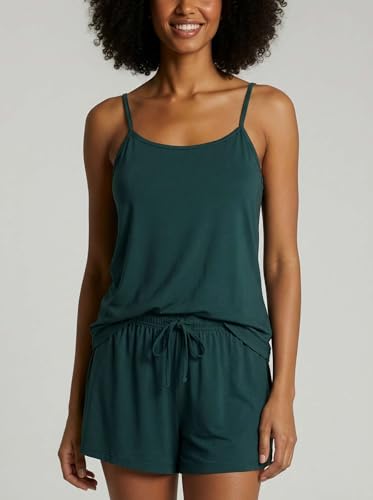 Image of Real Essentials 3 Pack: Women's Super Soft Pajama Set - Cute Cami Lounge Short and Top PJs Set (Available in Plus Size)