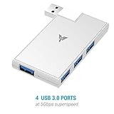 MAKETECH Ultra Slim Aluminum 4 Port Rotatable USB 3.0 Hub with Swiveling Connector for Mircosoft Surface, Macbook, Ultrabook and Laptop (Silver)