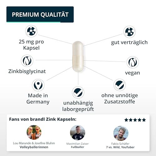 Zinkbisglycinat Kapseln 25mg hochdosiert für optimale Bioverfügbarkeit