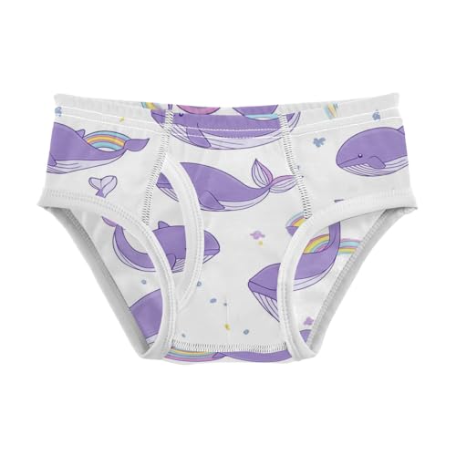 Cute Light Purple Boys' Underwear Cotton Whales Boys Briefs Soft Toddler Underwear 2T