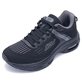 AOV Women Arch Support Walking Shoes Orthotic Tennis Sneakers for Plantar Fasciitis Athletic Running Shoes BlackGrey Size 7.5