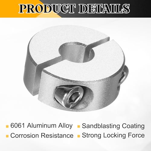 QUARKZMAN 6 Stück Geteilte Klemmringe für Welle, 8mm Bohrung 25mm AD 10mm Breite Stellringe Aluminiumlegierung Gewindestift Wellenkragen