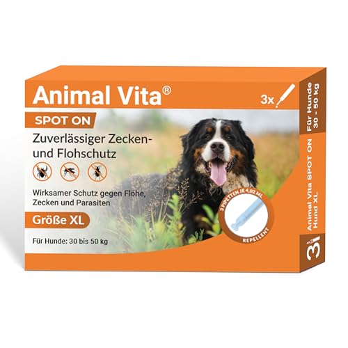 Animal Vita® Spot On Zeckenschutz für Hunde [zuverlässiger Zeckenschutz] Zeckenmittel für Hunde -Zeckenschutz Hund - Spot On für große Hunde (30 bis 50kg)