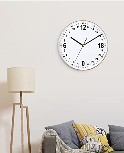 Gaubos 24 Hour Wall Clock 12 Inch Round Wall Clock Easy To Read White Dial Modern Simple Style Decor Clock For Home/Office/School/Kitchen/Bedroom/Living Room #TOP4