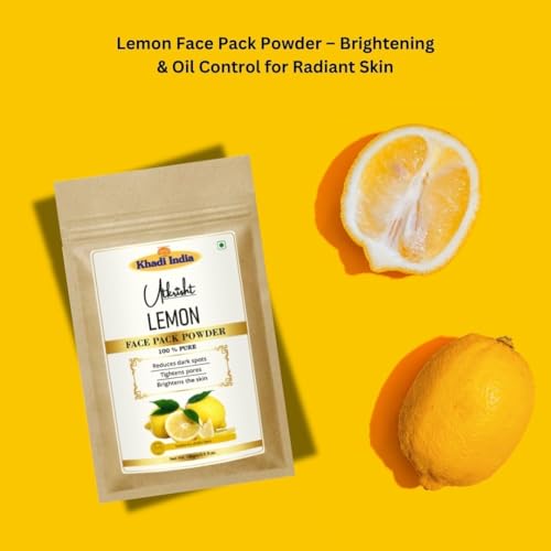 Image of Khadi Lemon Face Pack Powder 100g | For Pigmentation, Dark Sports & Breakouts | Rich in Vitamin C | Skin Brightening | Natural & Ayurvedic | Removes Impurities | Face Pack for Men & Women