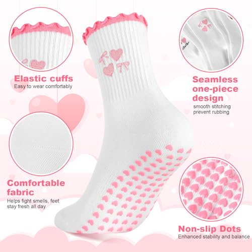 Image of Jspupifip Cute Pilates Socks for Women | Non Slip Yoga Socks with Grips for Barre Workout Athletic Hospital
