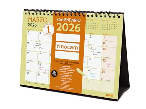 Finocam - Calendário de mesa 2026 meses vista janeiro - dezembro 2026 setembro - dezembro 2025 (4 meses) reduzidos | Calendário de 2026 | Planeador mensal Grafik - Português