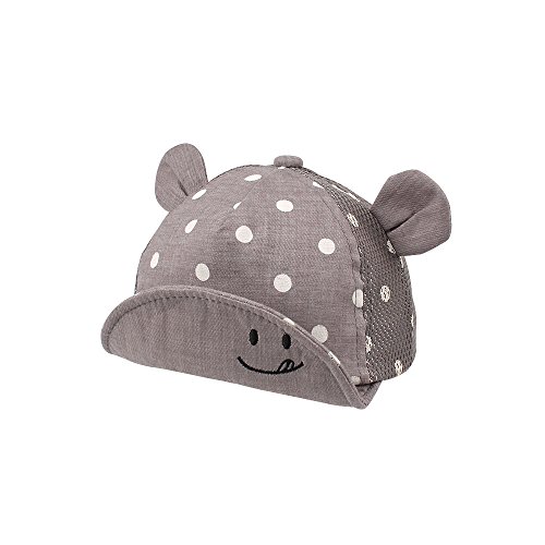 Baby Baseball Cap Infant Boys Girls Adjustable Size Brim Hat,Breathable,Dot Partten,Bear Ear for 6-24Months (Gray1, Mesh)