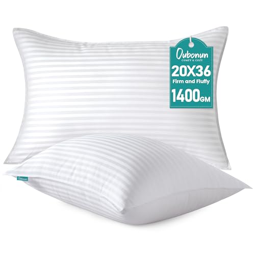 Image of Oubonun King Size Pillows Set of 2 - Fluffy & Supportive Down Alternative Pillows with Zippered Cotton Cover - Breathable and Cool for All Sleeping Positions - Machine Washable - 20 inchx36 inch