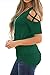 Adreamly Women's Casual Summer Short Sleeve Loose Strappy Cold Shoulder Tops Basic T Shirts Blouses Dark Green Large